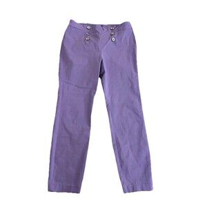 SOHO Apparel Purple Sailor Ankle Pants - High Waisted Stretch Trousers - Size M